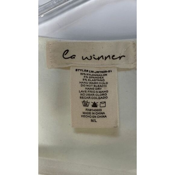 La Winner Cream Half Sleeve Crisscross Detail Body Suit Size M/L - Picture 5 of 7